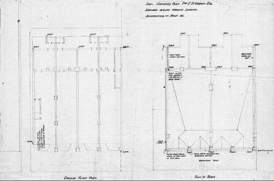 Original plans of ground floor and roof (WCC Archives reference 00053:163:8972). 