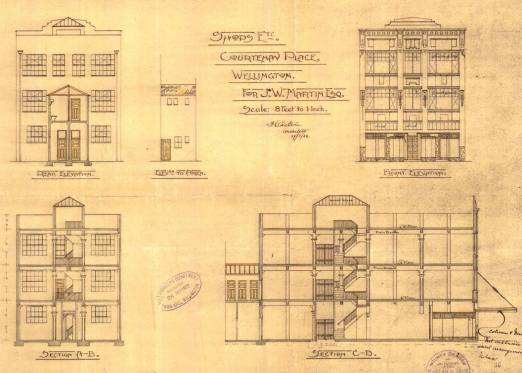 Original plans of front and rear elevations and sections, 1922. (WCC Archives reference 00055:7:A659)