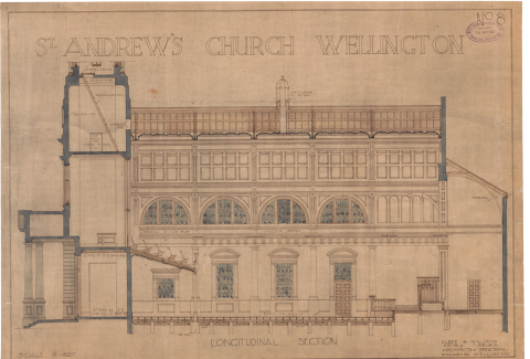 1922 Proposed section through the new church building. (WCC Archives ref 00055_1_A3)