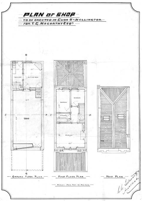 Detail from the original plans (Building Permit, 00053:32:1936, 1896. Wellington City Archives)