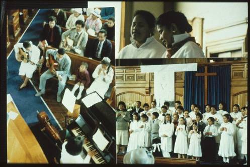 Niuean White Sunday at St James Presbyterian Church, Newtown. St James Presbyterian Church (Newtown Wellington) :Anniversary slide show. Ref: PA12-1515-31. Alexander Turnbull Library, Wellington, New Zealand. http://natlib.govt.nz/records/23253499