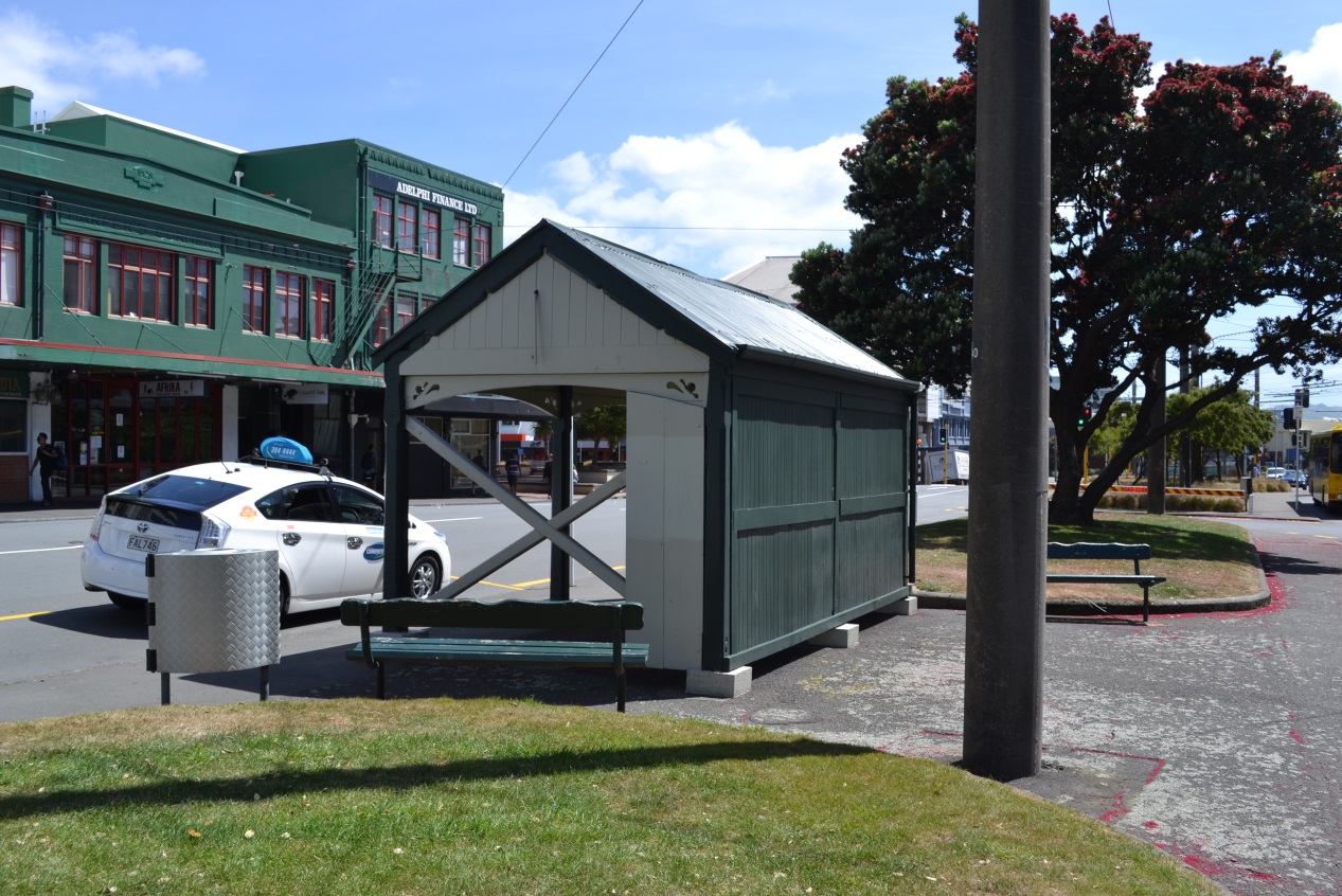 The Cambridge Terrace bus shelter (Image: Charles Collins - 2015)