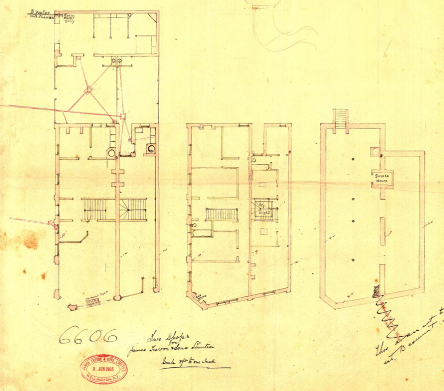  The building was designed to accommodate two stores - one opened onto Courtenay Place and the other opened onto the corner of Blair Street and Courtenay Place. The two storied building also had a basement. Plans, 1905. (WCC Archives reference 00053:119:6606)