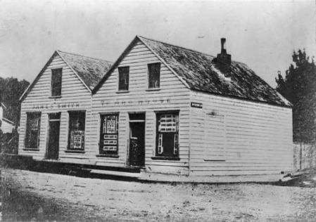 Te Aro House photograph taken between 1866 and 1873.  James Smith's shop, Te Aro House, corner of Cuba and Dixon Streets, Wellington. Ref: 1/2-003732-F. Alexander Turnbull Library, Wellington, New Zealand. http://natlib.govt.nz/records/22342067