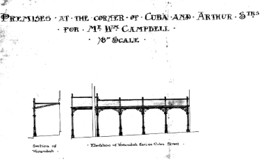 Elevation of verandah at 293- 295 Cuba Street. Image: WCC Archives reference 