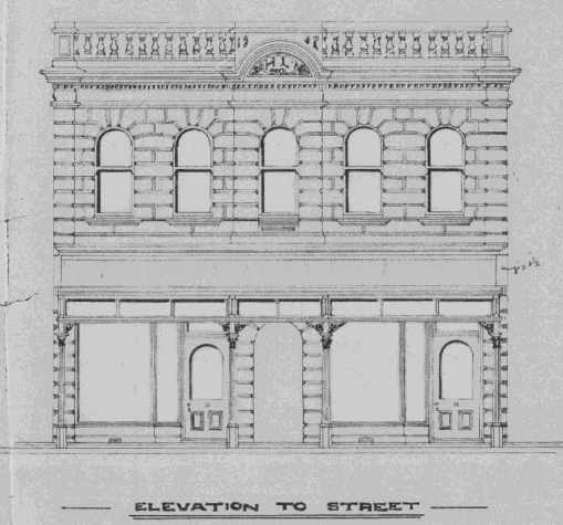 Plans for front elevation of 105-107 Vivian Street, Wellington City Archives reference 00053:89:5144:001.