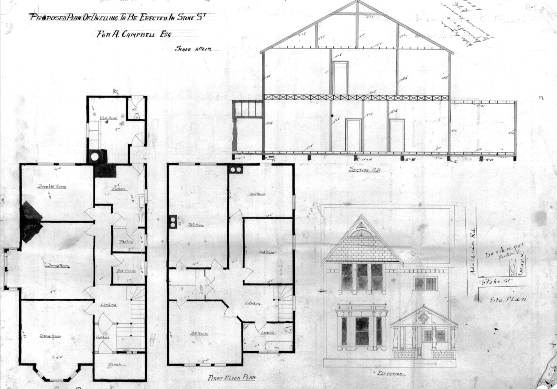 1908 - Plan, section and elevations as proposed (WCC Archives reference 00053_149_8270)