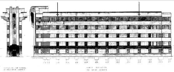 South elevation, detail from the 1937 plans (WC Archives 00044:14:187)
