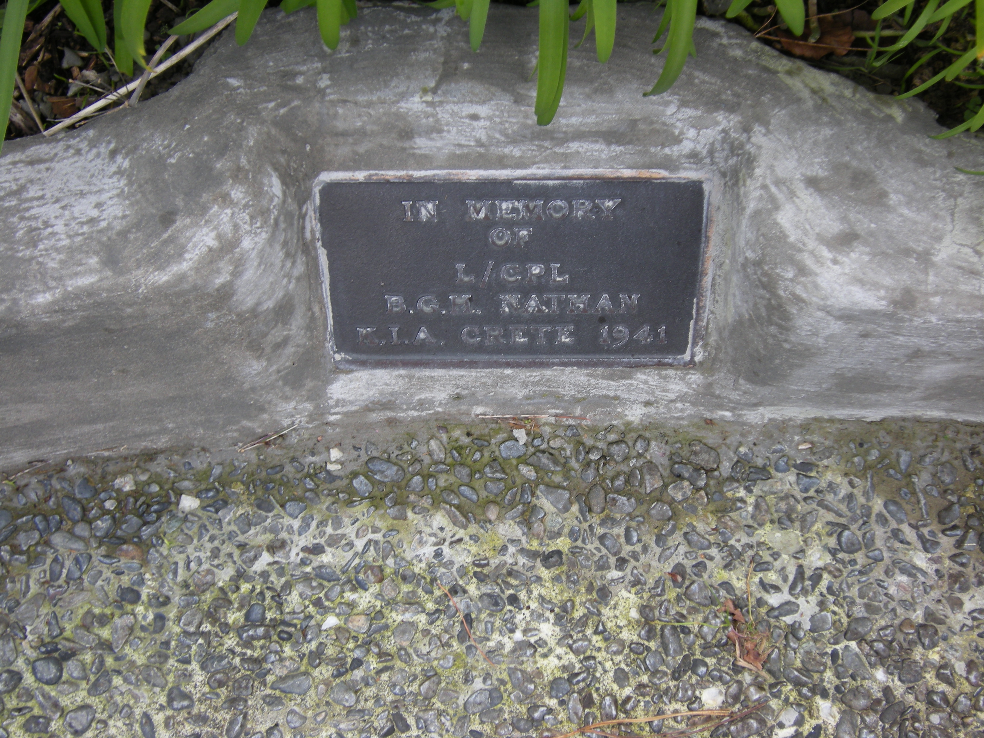 In Memory of L/Cpl B.G.H Nathan M.I.A Crete 1941. Image: WCC, 2014