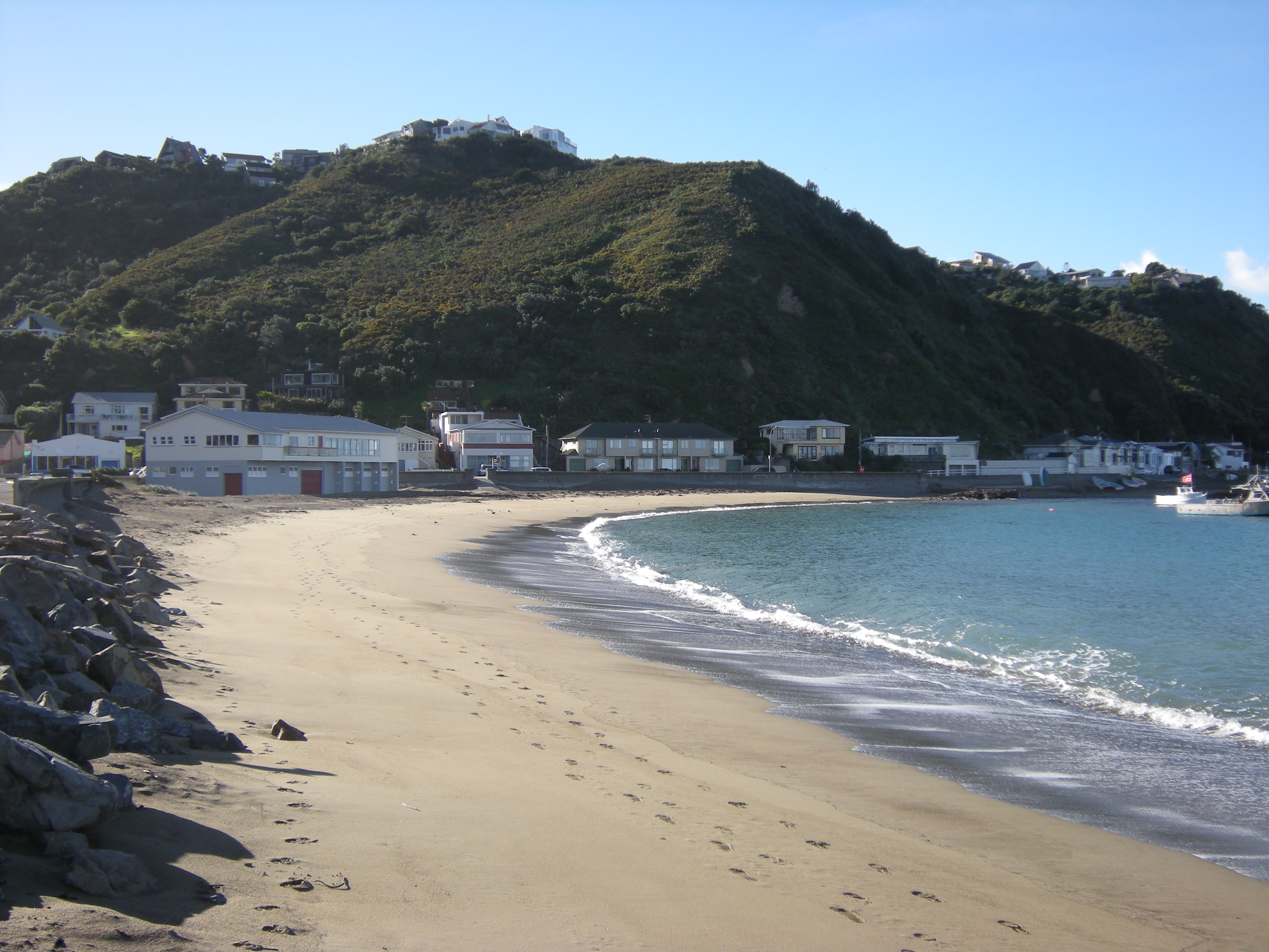 Island Bay beach with damaged sea wall in foreground. Image: WCC, 2014